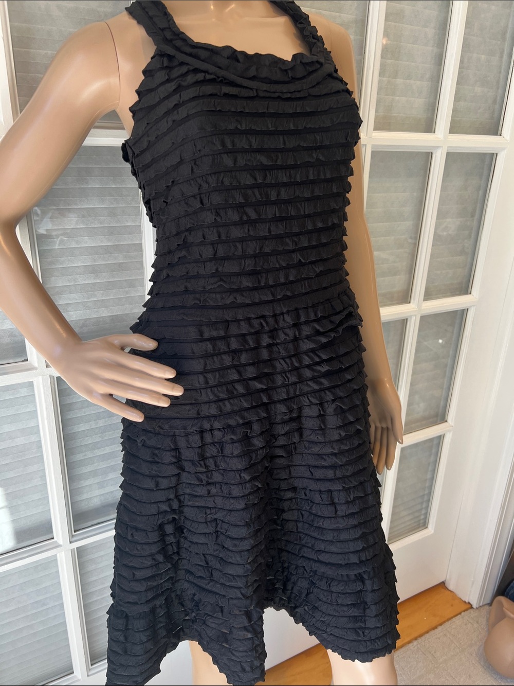Max Studio Black Ruffle Midi Dress